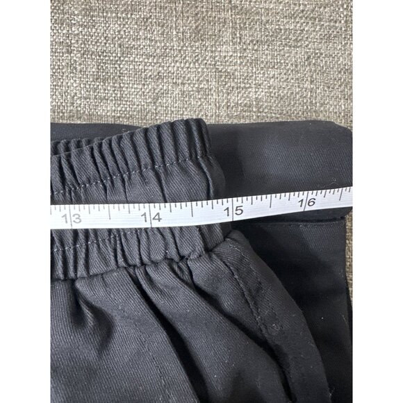 Black Womens Elastic Waist Cargo Pants L w/ Drawstring Hem Side Pockets - Picture 5 of 7